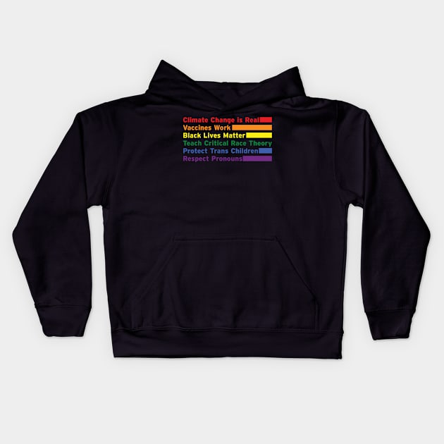 Climate Change, BLM, Critical Race, Trans Rights, Pronouns Kids Hoodie by LeftyVet